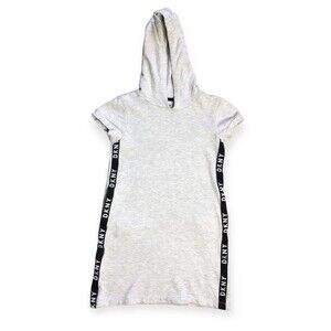DKNY Girls Grey Short Sleeve Slogan Hoodie Dress